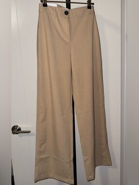 Bershka Beige Wide-Leg Trousers